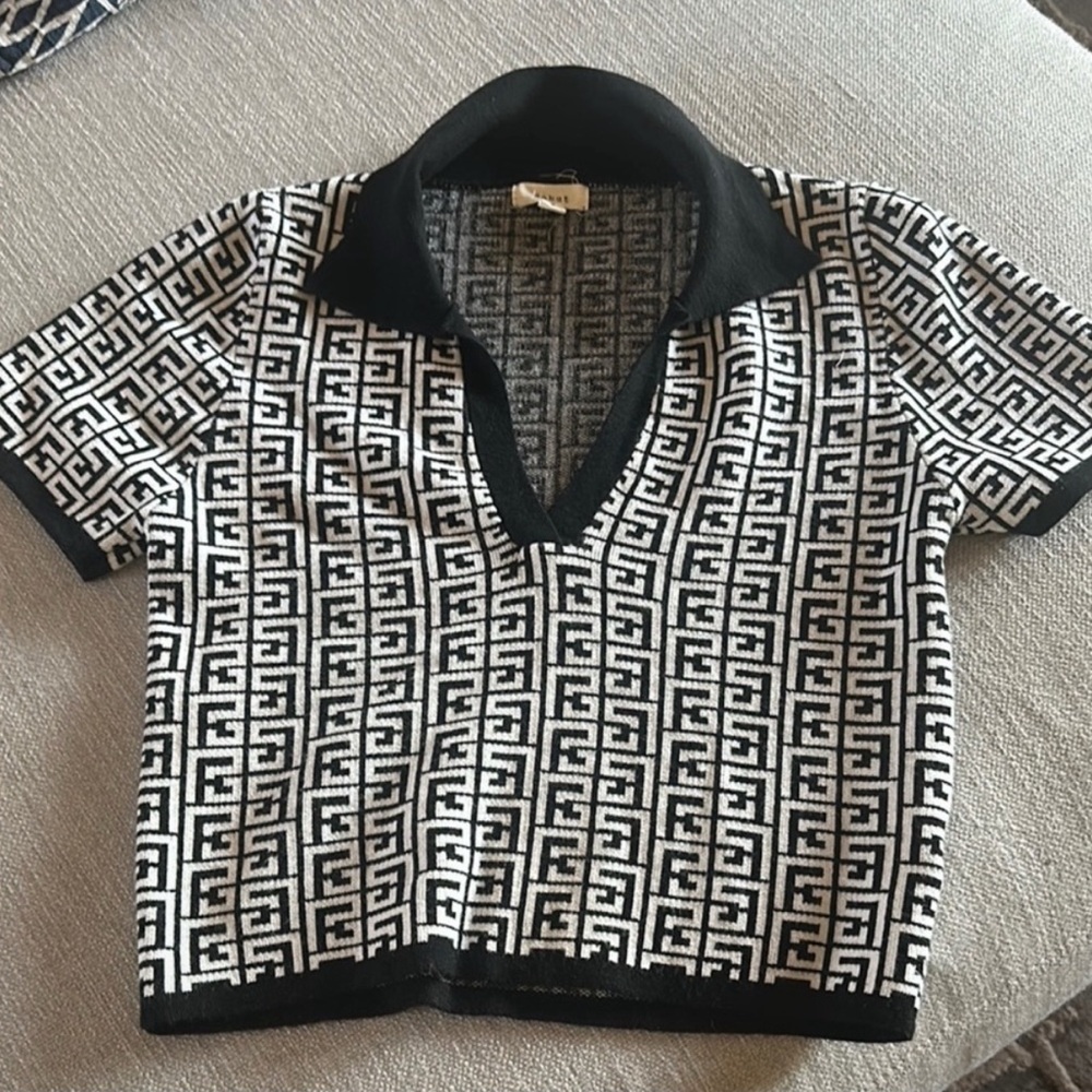 Greek key Black and White Patterned top by debut small
